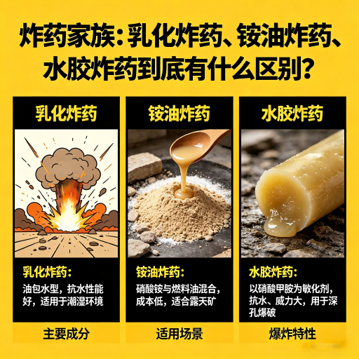 依兰炸药家族：乳化炸药、铵油炸药、水胶炸药到底有什么区别？